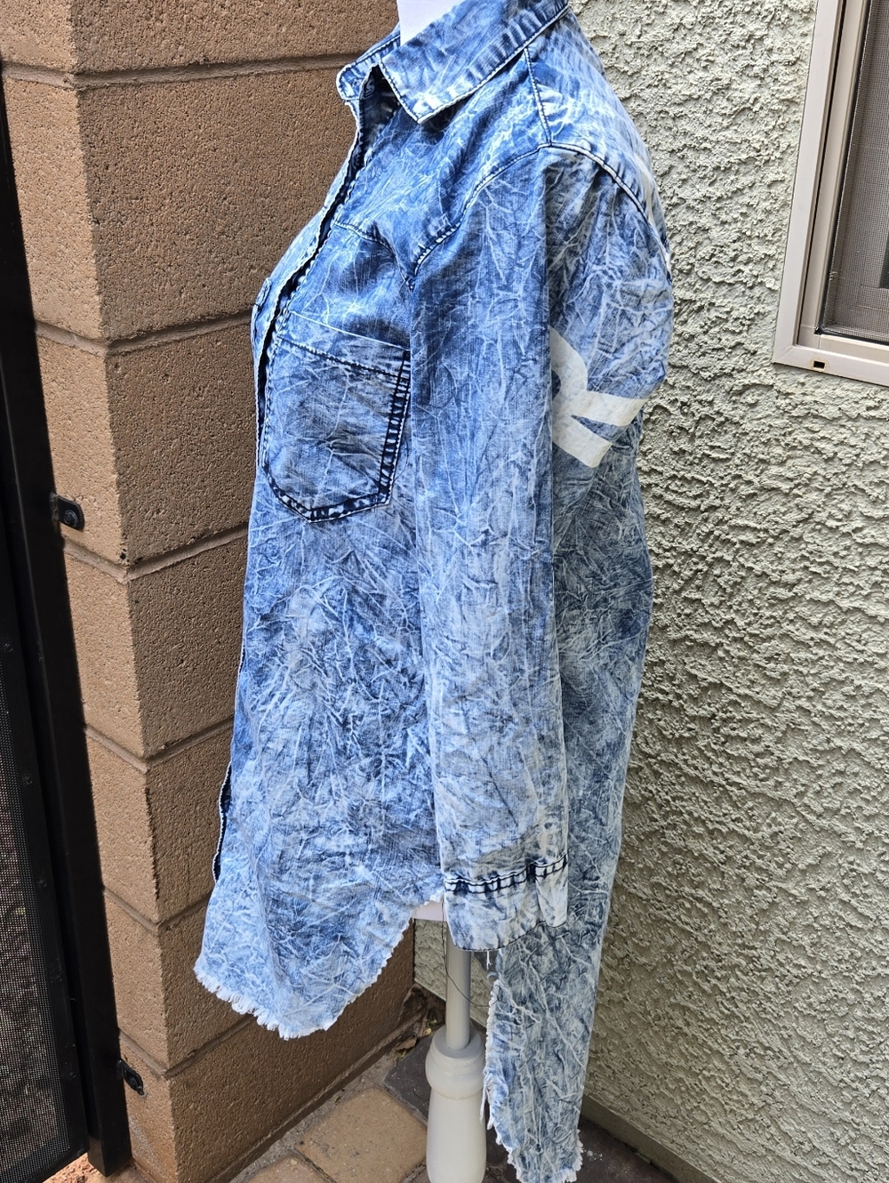 Thrill Jeans Brooklyn Light Blue Acid-Wash Denim Shirt Dress - Picture 3 of 9